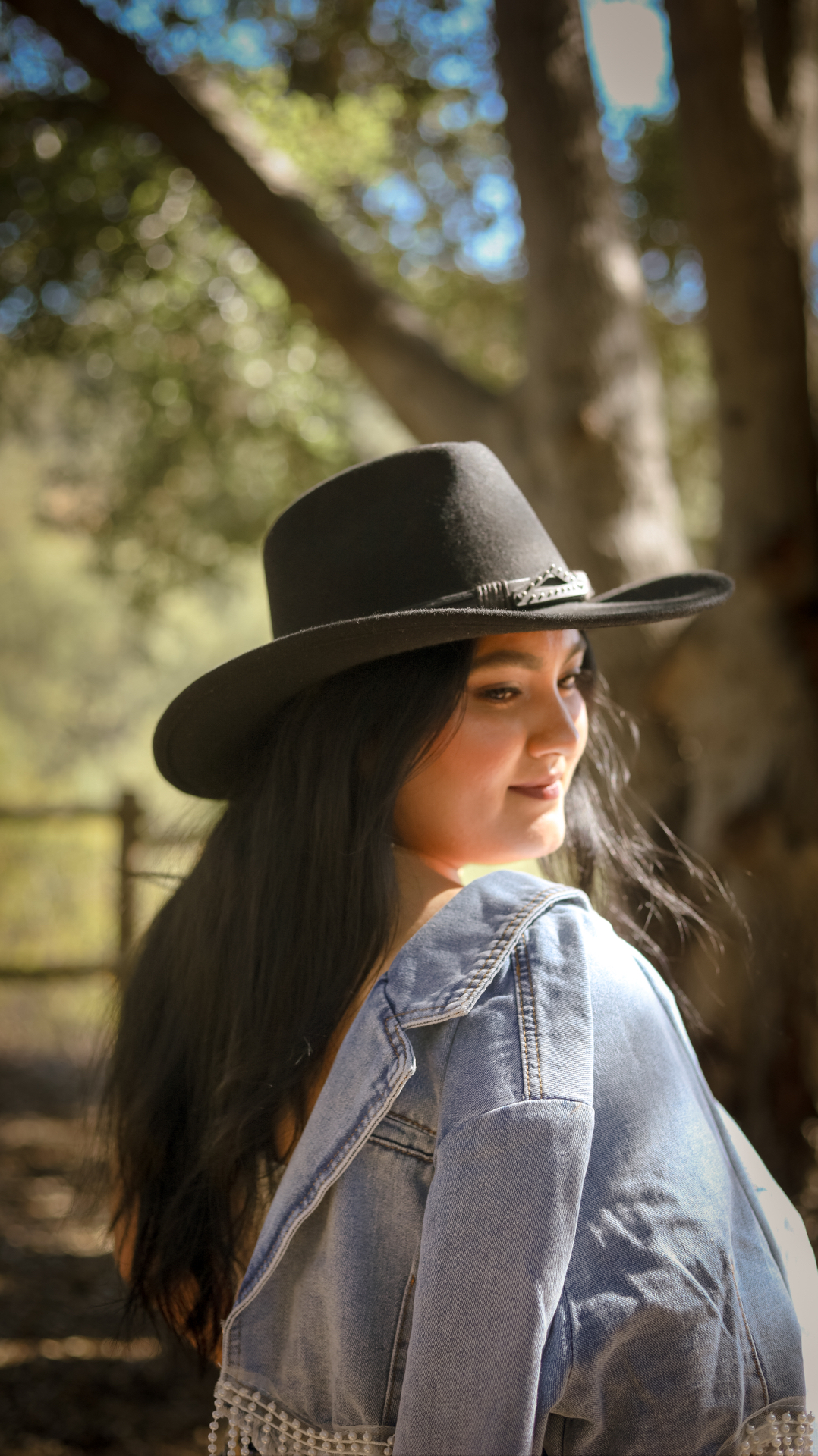 Soft sunlit portrait in denim